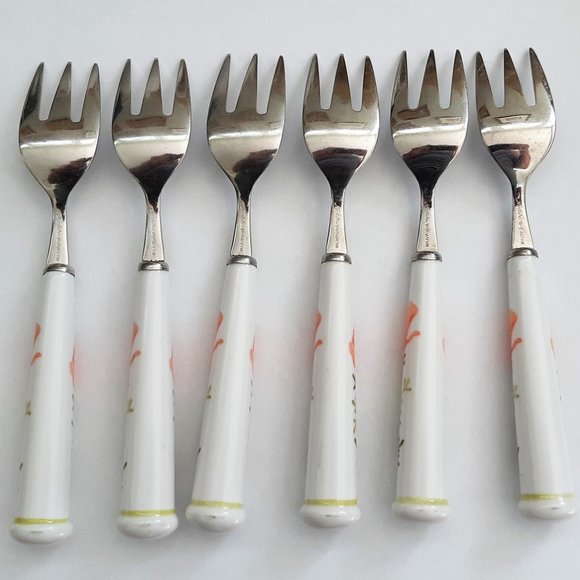 Noritake Forks Knieves Stainless Steel Porcelain Handle Flatware The Bright Side - Picture 4 of 14